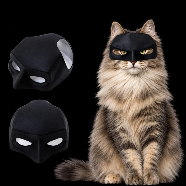 Máscara de Superhéroe para Gatos – Disfraz Negro para Mascotas